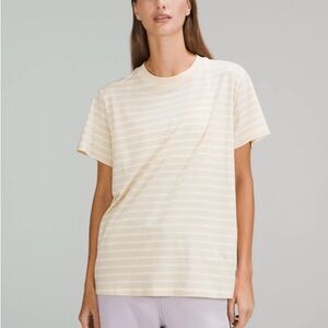 LULULEMON All Yours Tee Beige White Stripe size 2